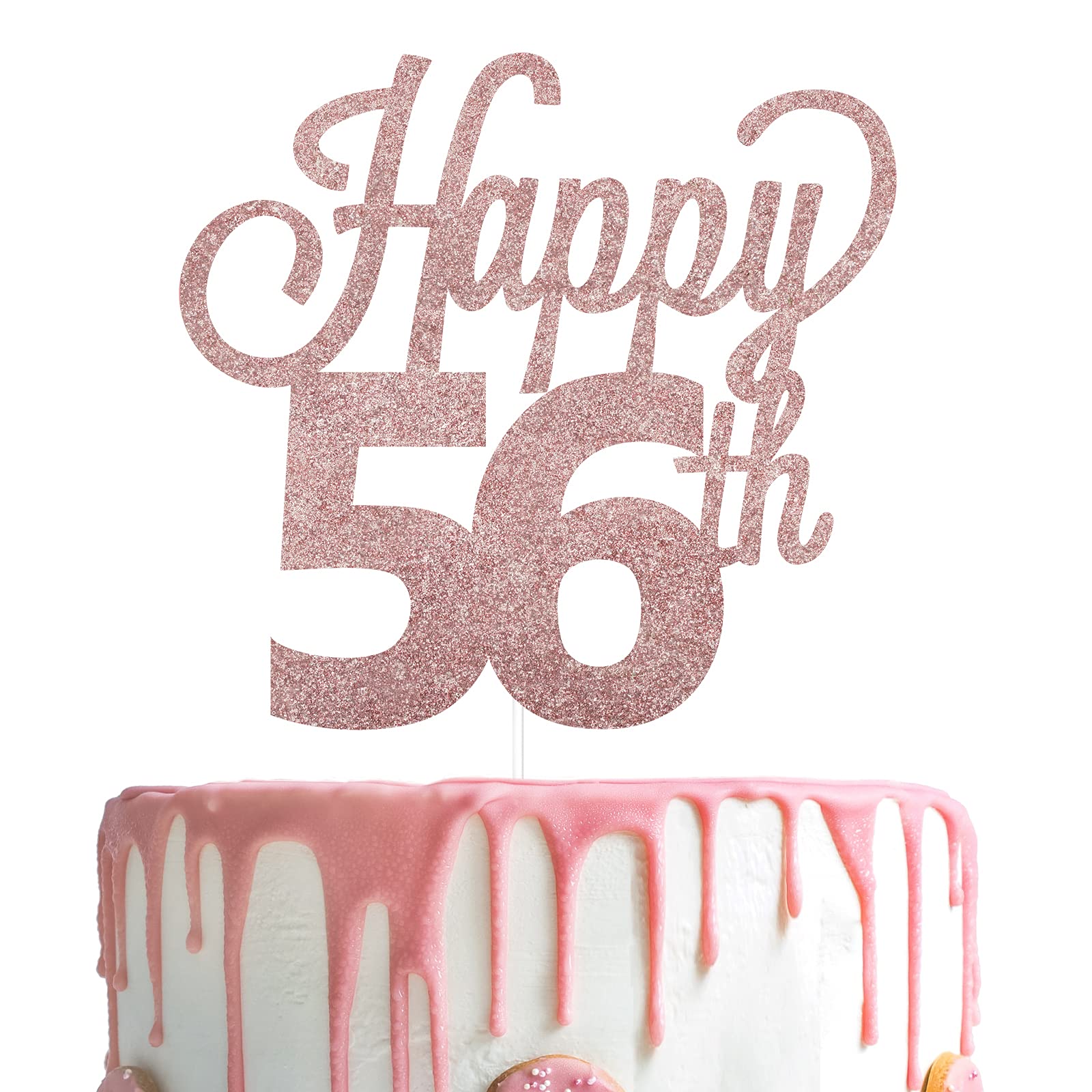 Lingteer Happy 56Th Birthday Cake Topper - Cheers To 56Th Birthday 56 Years Old Birthday Party Cake Decorations Sign.