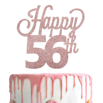 Lingteer Happy 56Th Birthday Cake Topper - Cheers To 56Th Birthday 56 Years Old Birthday Party Cake Decorations Sign.
