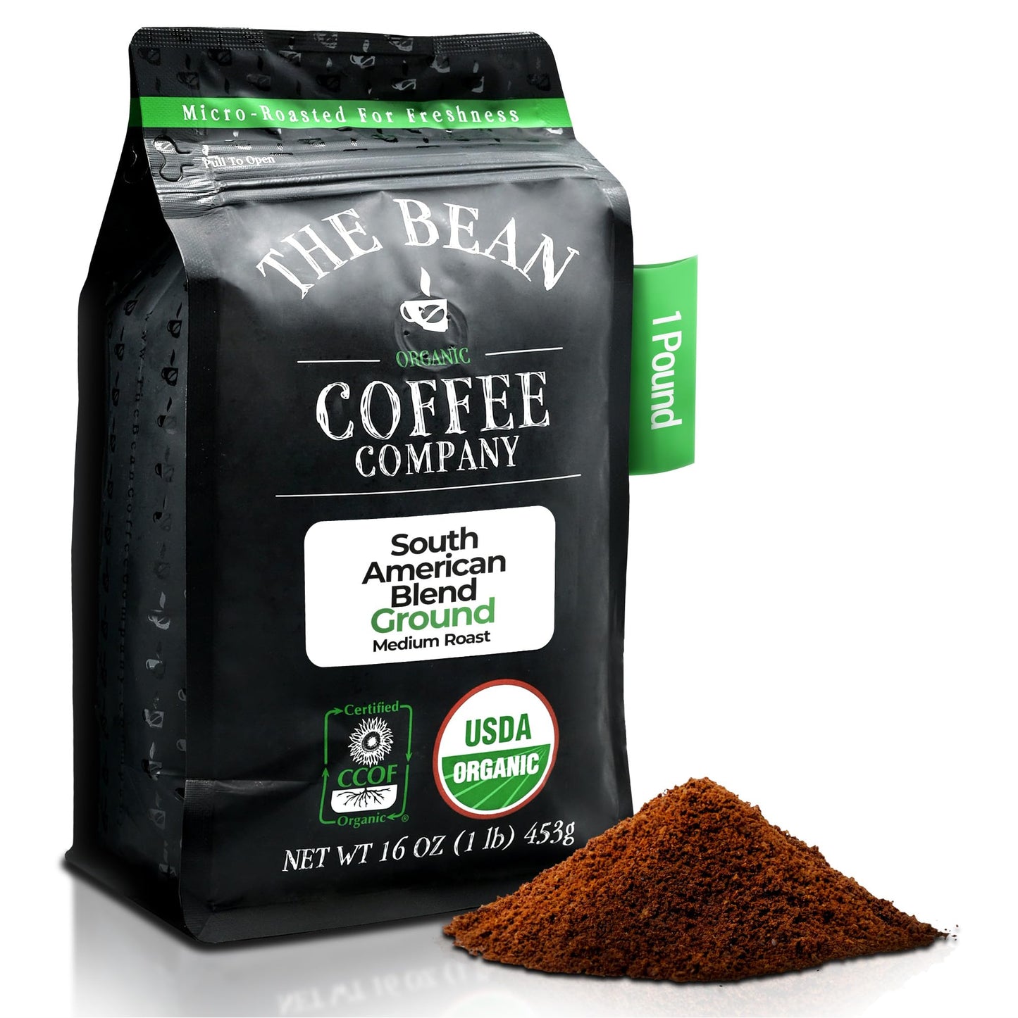 The Bean Organic Coffee Company South America, Medium Roast, Ground Coffee, 16-Ounce Bag