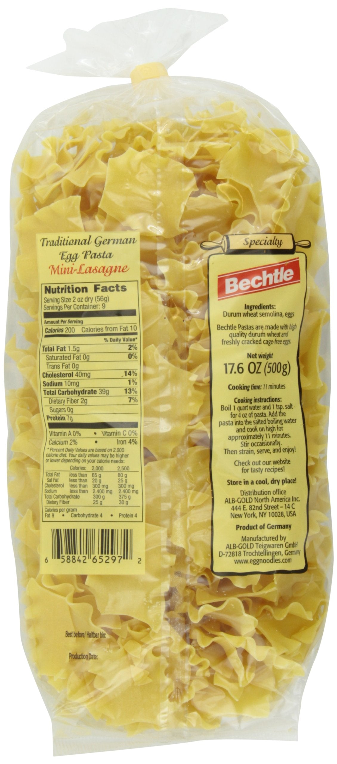 Bechtle Mini-Lasagne Traditional German Egg Noodles, 17.6 Ounce