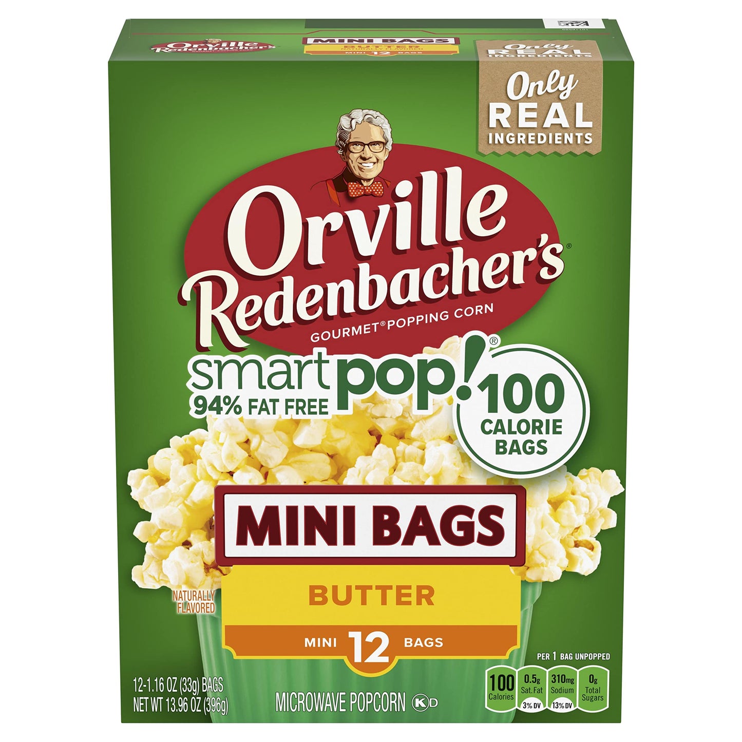 Orville Redenbachers Smartpop! Butter Flavored Microwave Popcorn, Gluten Free, 12 Count Mini Popcorn Bags (6 Boxes)