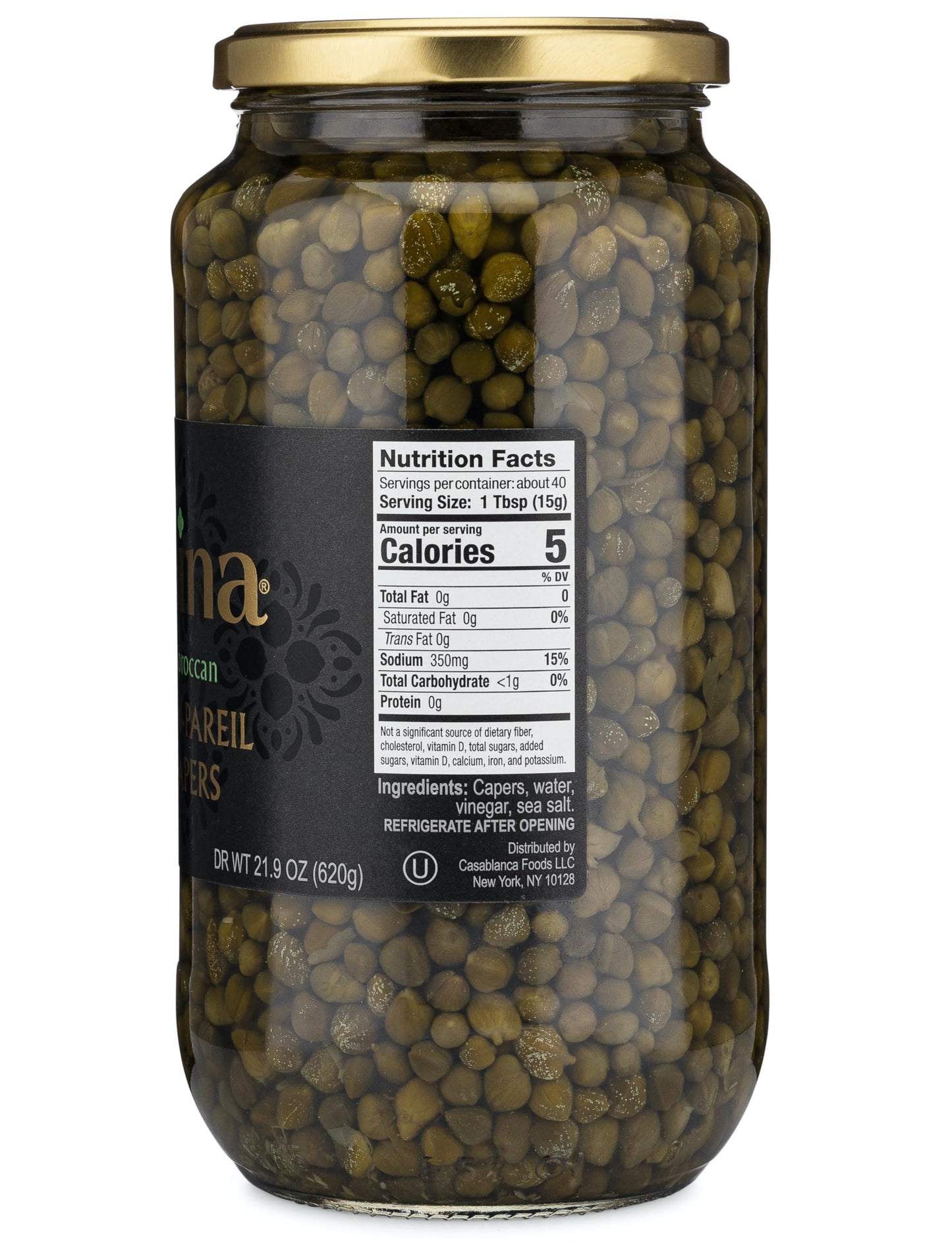 Mina Capers Non Pareil 33.5 Oz, Perfect Mediterranean Seasoning Or Garnish, Moroccan Capers Jar, Made With Only Capers, Water, Vinegar And Sea Salt, Non Gmo, Keto, Vegan, Gluten Free