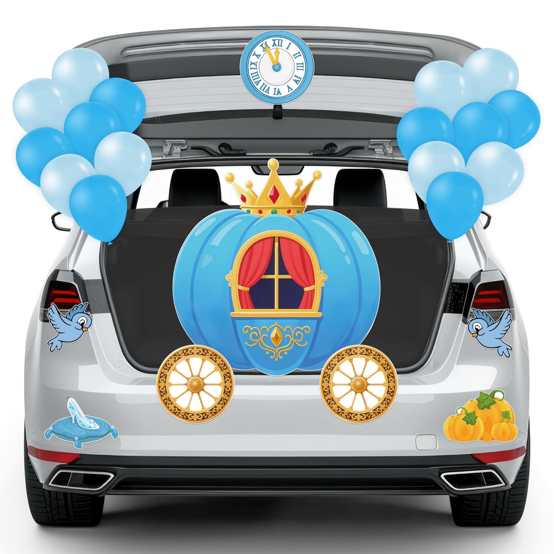 Feuid Gniea Christmas Trunk or Treat Decorations - 42Pcs Car Archway, Blue Pumpkin Cutouts, Balloons for Outdoor Decor, Model DZ-FS01844M