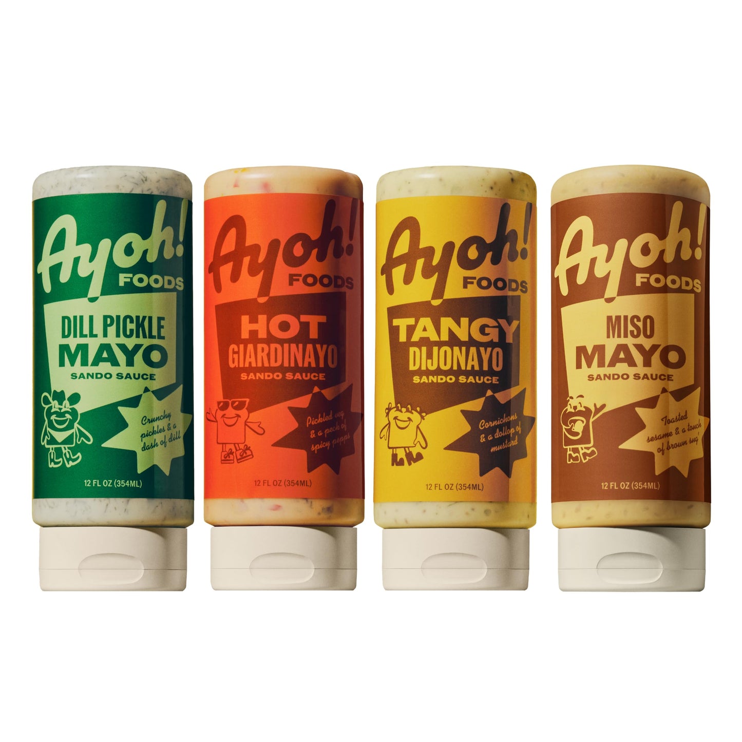 Ayoh Foods  Mayo Gone Wild  Made by Molly Baz - Easy to Squeeze  Perfect for; Sandwiches  Burgers  Fries  Nuggets  Wraps & Dips (4 Pack  Flavors Pack) - Gift for Sauce Lovers
