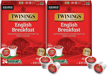 Twinings Of London English Breakfast Tea K-Cups For Keurig, 24 Count (Pack Of 2)
