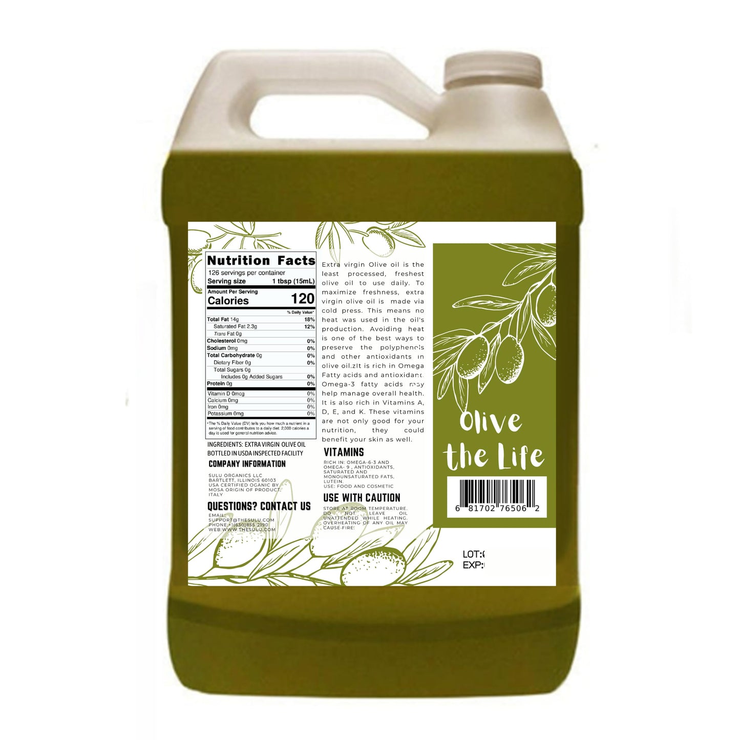 64 Fl.Oz Organic Extra Virgin Olive Oil Cold Pressed