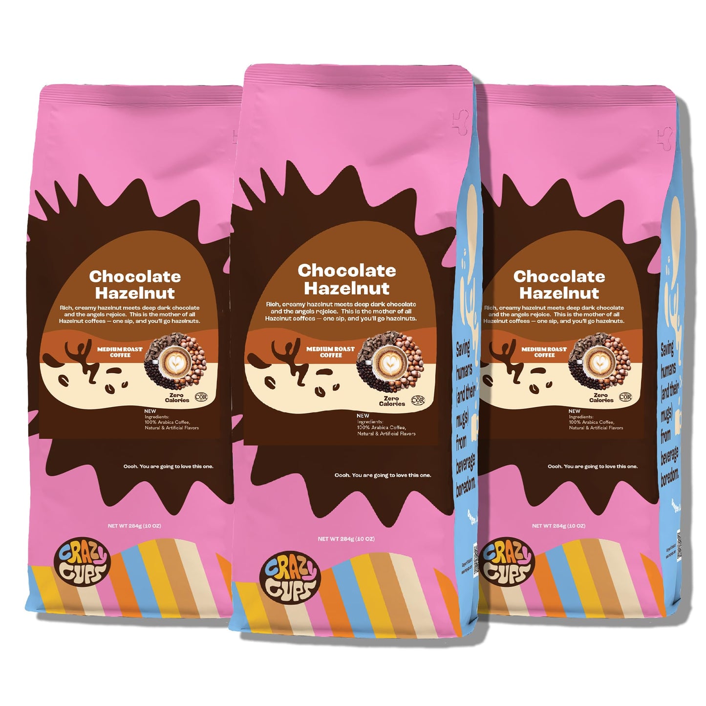 Crazy Cups Hazelnut Ground Coffee  Chocolate Hazelnut  For Hot Or Iced Coffee  Pack Of 3