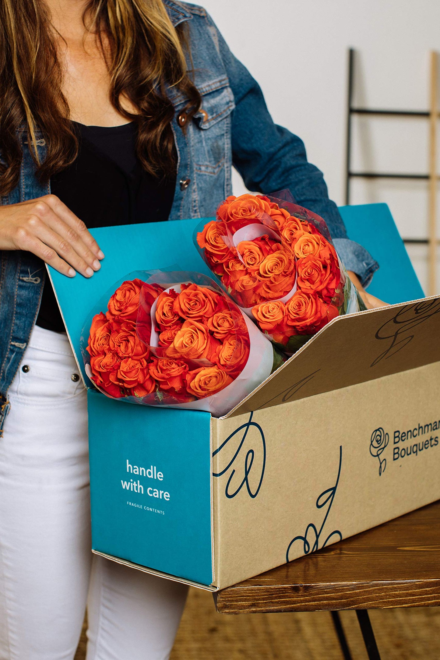 Benchmark Bouquets - 50 Stem Enhanced Orange Roses (2 Bundles Of 25; Vase Not Included) - Fresh Flowers For Delivery - Gift For Graduation, Birthday, Anniversary, Sympathy, Get Well, Congratulations