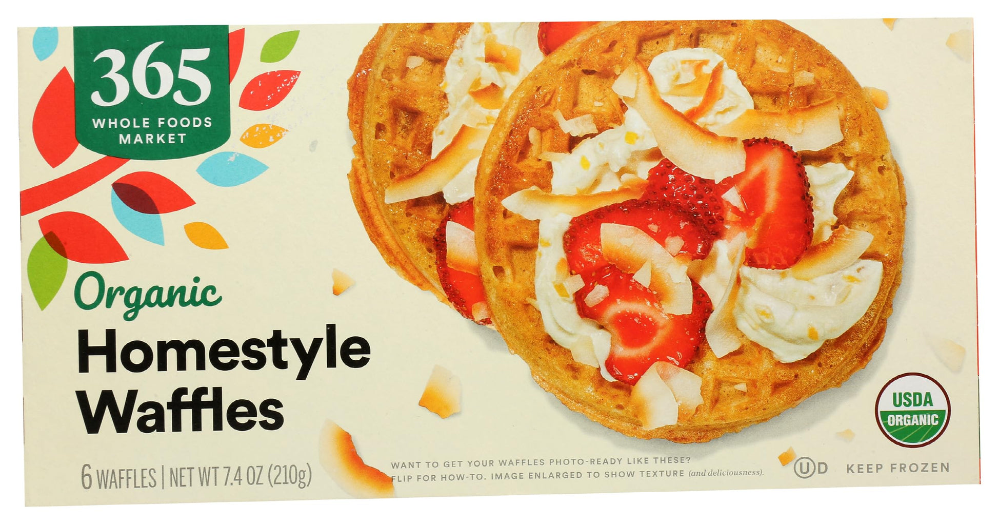 365 Everyday Value, Organic Homestyle Waffles, 6 ct, (Frozen)