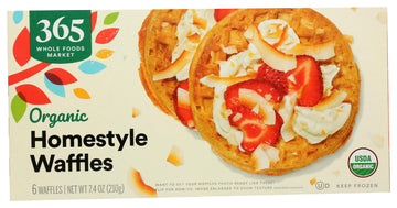 365 Everyday Value, Organic Homestyle Waffles, 6 ct, (Frozen)