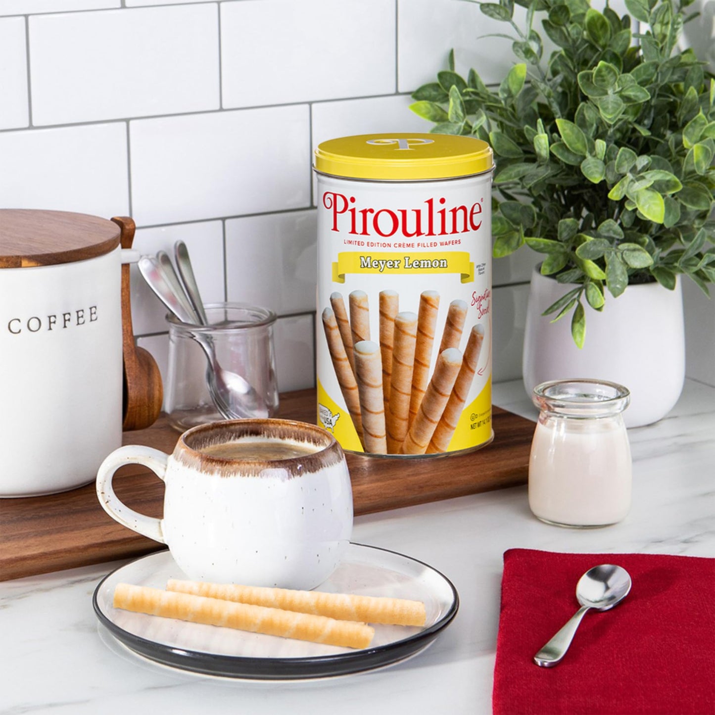 Pirouline Rolled Wafers - Lemon - Rolled Wafer Sticks, Crme Filled Wafers, Rolled Cookies For Coffee, Tea, Ice Cream, Snacks, Pa