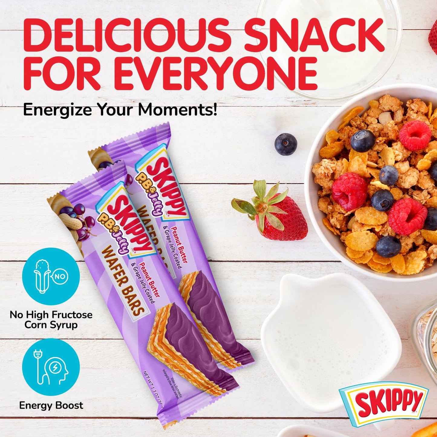 Skippy P.B. & Jelly Peanut Butter And Grape Jelly Coated Wafer Bars, 1.3 Oz, 6 Ct (36G)/Bar
