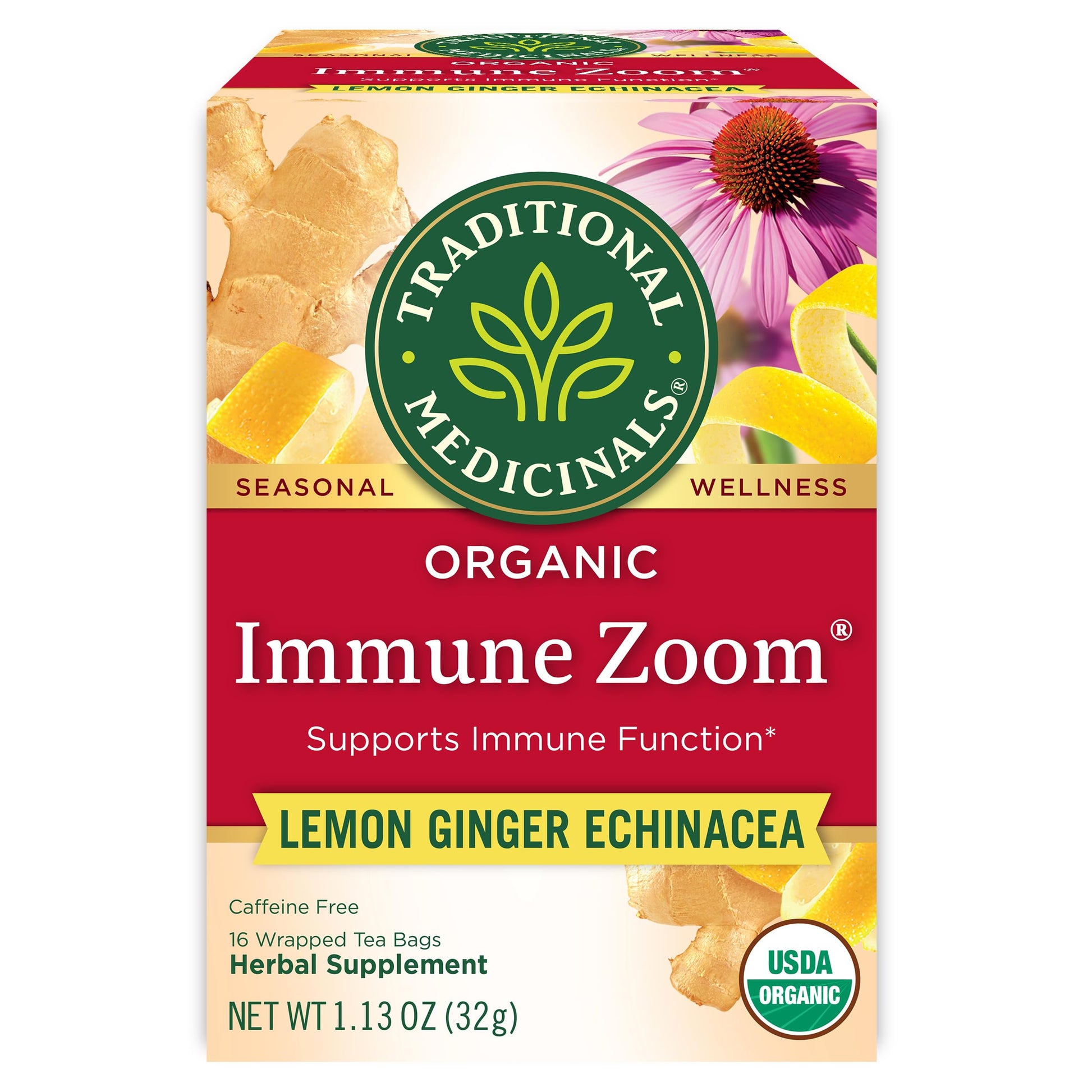 Traditional Medicinals Organic Immune Zoom Lemon Flavor Blendger Tea - 16 Ct.