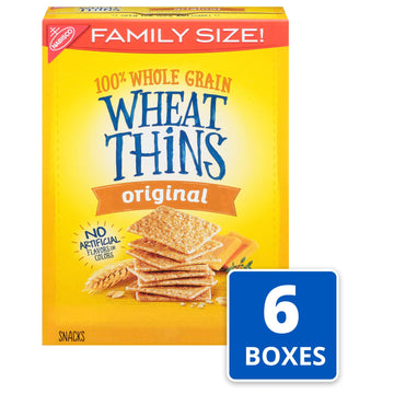 Wheat Thins Original Whole Grain Wheat Crackers, Holiday Christmas Crackers, Family Size, 6 - 16 Oz Boxes