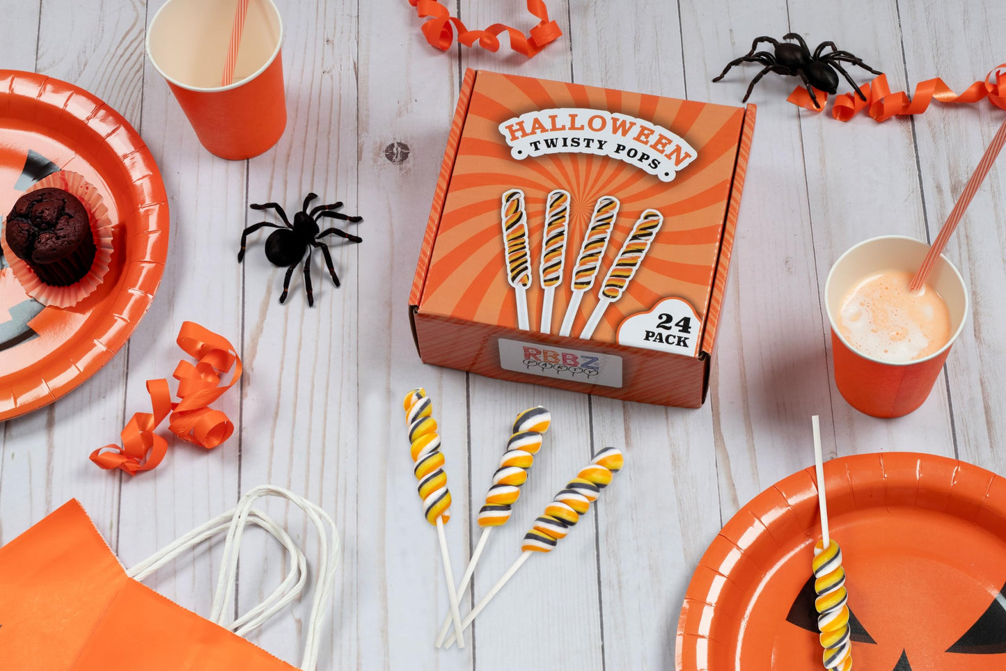 Halloween Twisty Lollipops - 24 Unicorn Suckers Individually Wrapped Bulk - Halloween Candy - Trick Or Treat Candy Bags - Candy