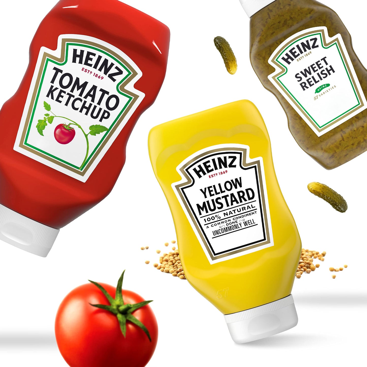 Heinz Tomato Ketchup, Relish, and Mustard Picnic Pack, 3 Count (Pack of 2)