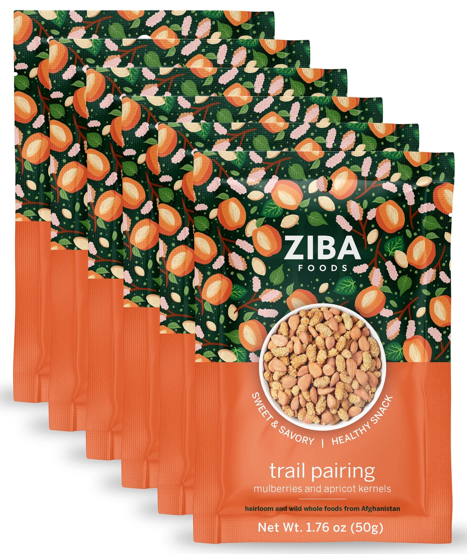 Ziba Foods Trail Pairing Sweet Apricot Kernels & Dried Mulberries, Non-GMO, Vegan, 1.76 Ounce (Pack of 6)