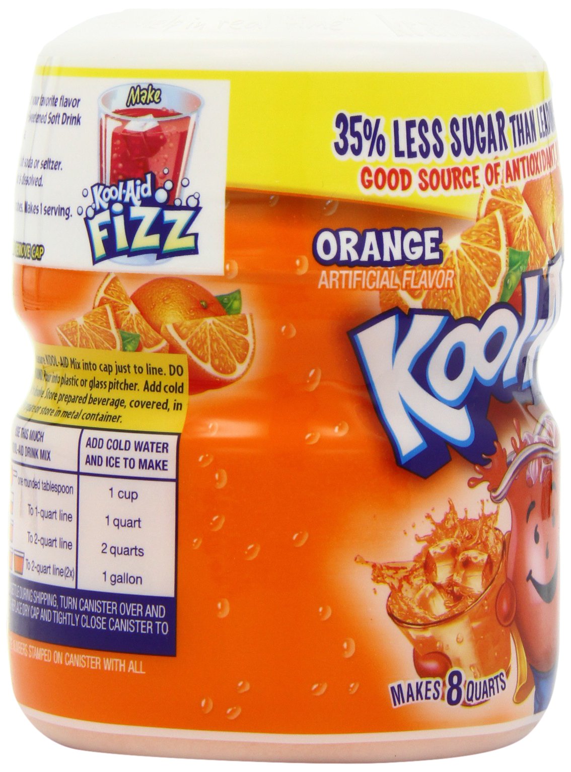 Kool-Aid Drink Mix, Sugar Sweetened Orange, 19-Ounce Container (Pack of 4)