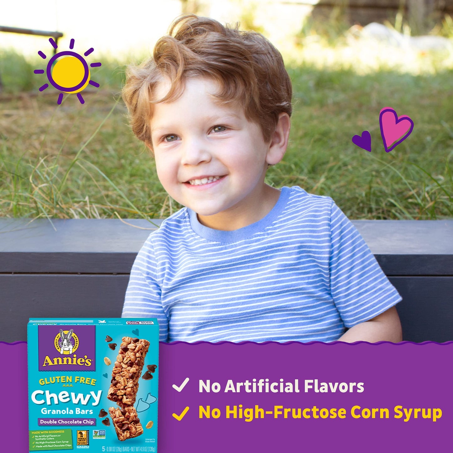 Annie'S Gluten Free Chewy Granola Bars, Double Chocolate Chip, 5 Bars, 4.9 Oz.