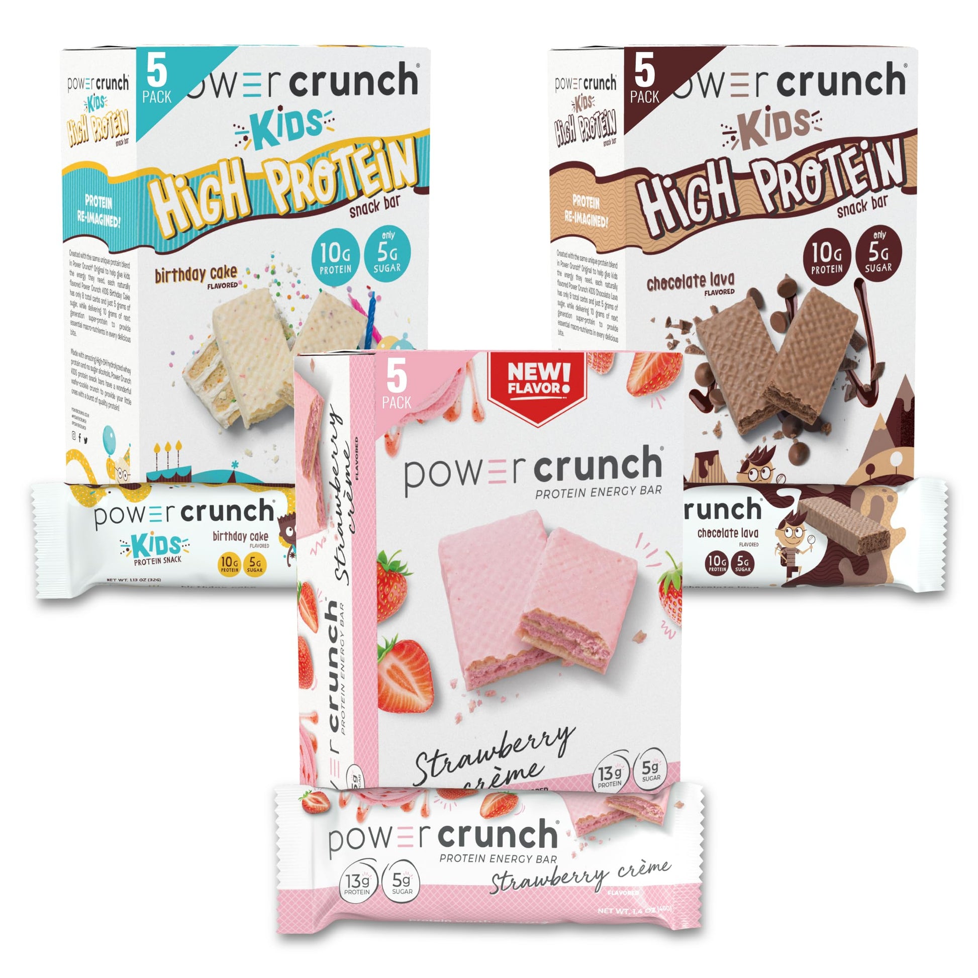 Power Crunch Protein Wafer Bars And Power Crunch Kids Protein Bars, Variety Pack, (15 Count) High Protein Snacks With Delicious Taste