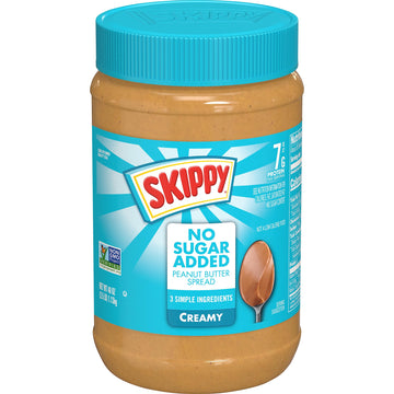 SKIPPY Creamy Peanut Butter Spread, No Sugar Added, 7g Protein, 40 Oz Jar