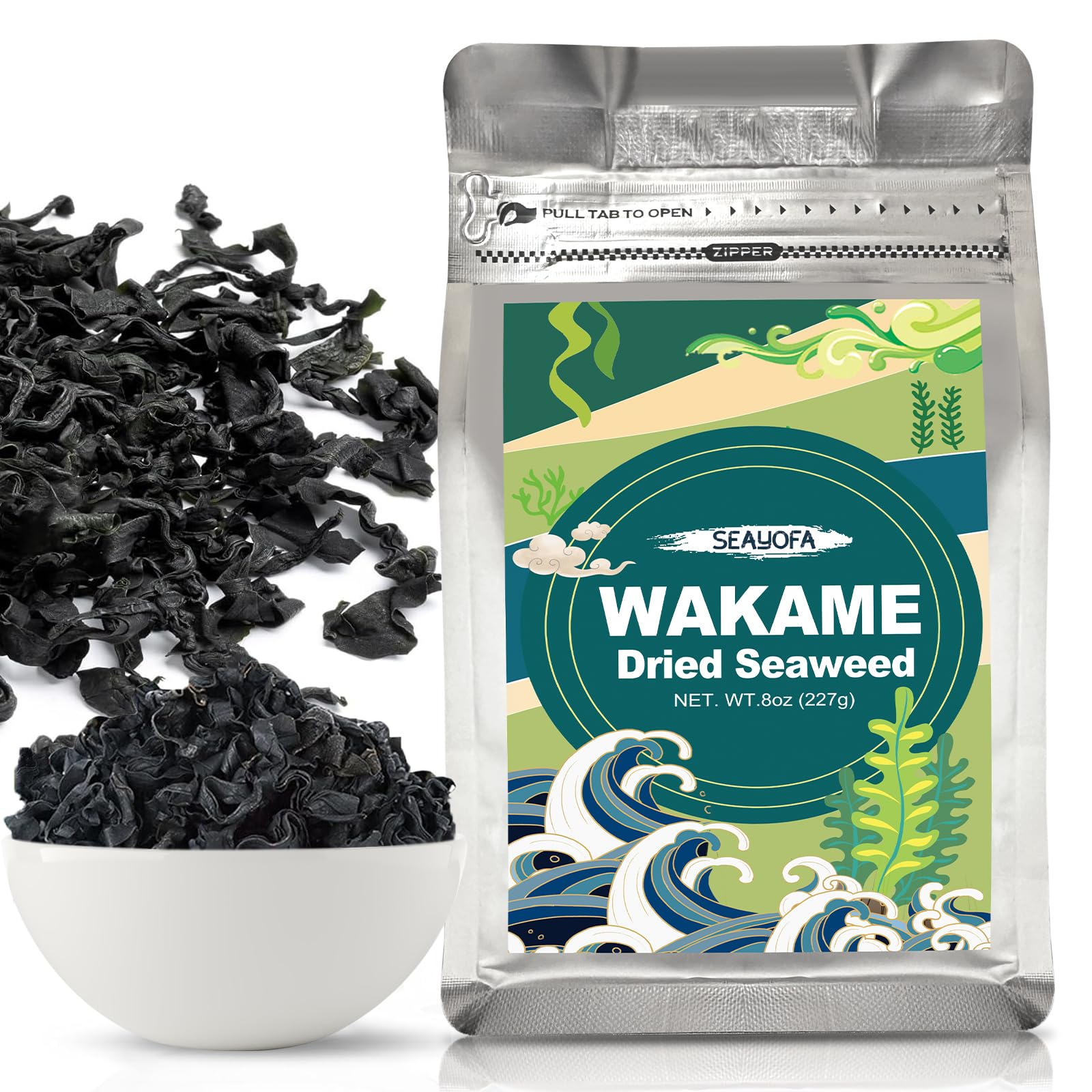 8Oz Dried Wakame Seaweed - 100% Natural Dry Seaweed for Miso Soup, Seaweed Salad, Stews, Camping Food, Healthy Sea Vegetables|No