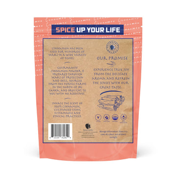 Gourmanity Select Organic Ceylon Cinnamon Powder, Natural Superfood With A Sweet Citrus Aroma And Delicate Flavor, True Ground C