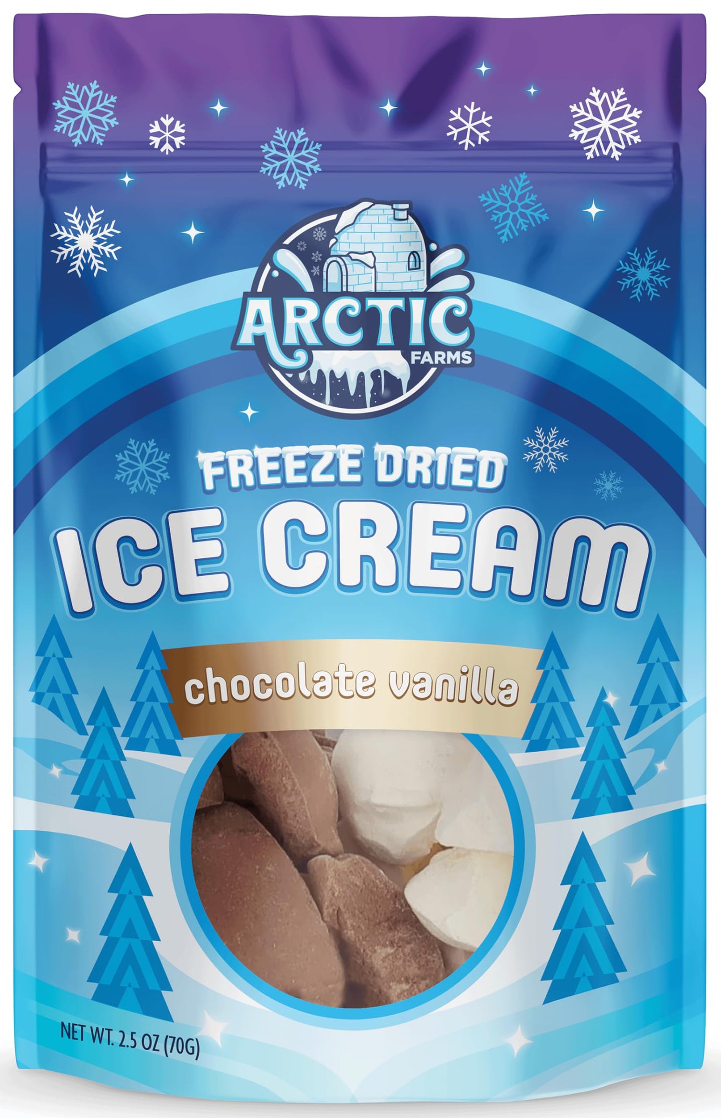 Arctic Farms Freeze Dried Ice Cream Bits Bagged And Boxed - Does Not Melt (Chocolate Vanilla Mix)