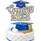 Gyufise Cake Topper Congrats 2025 Glitter Diploma Grad Cap Decoration 6.3x7.9 inches Blue Gold