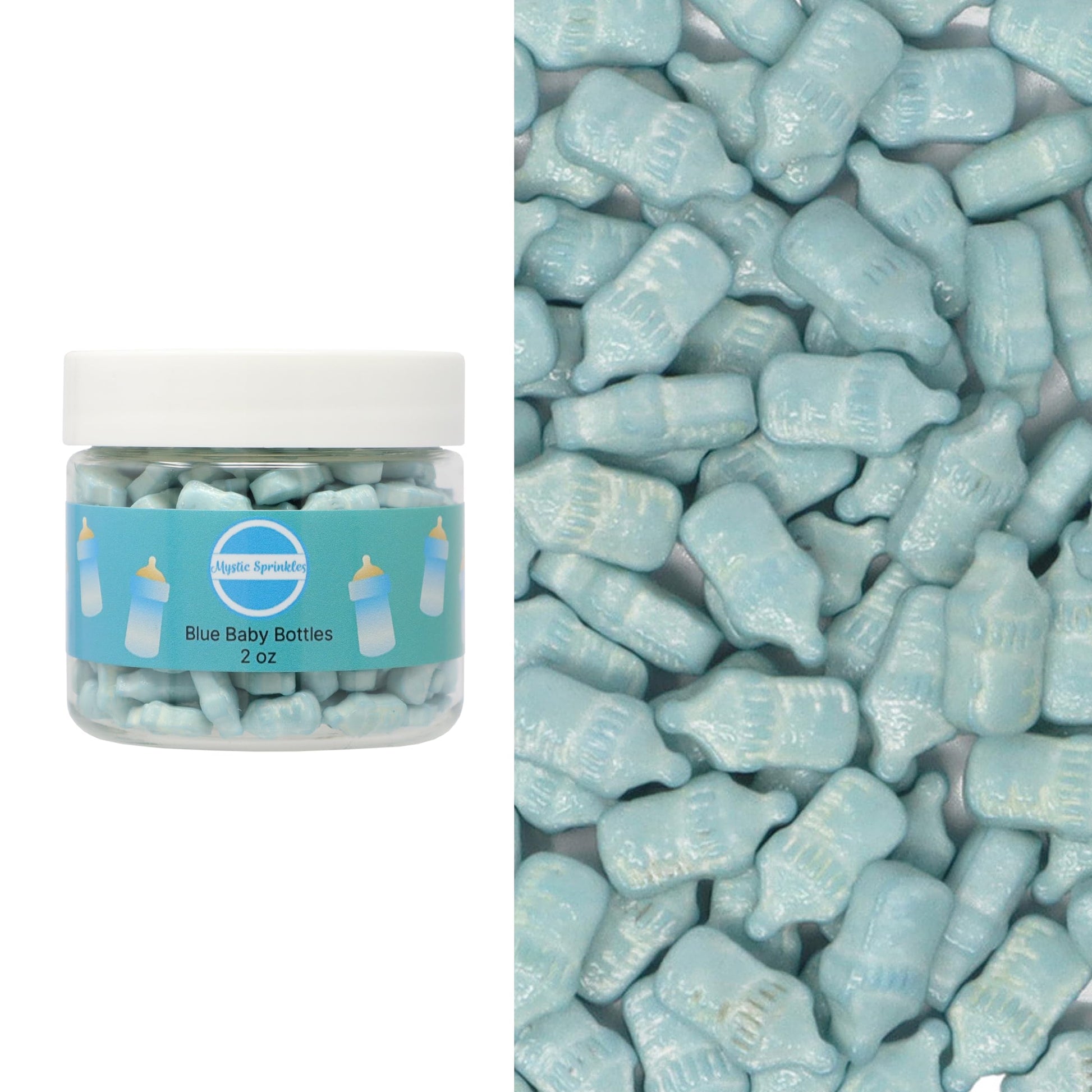Mystic Sprinkles Baby Shower Themed Candy Shapes Sprinkles (Blue Baby Bottles, 2oz Jar)