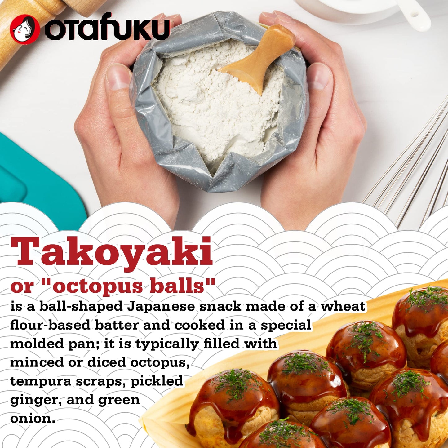 Otafuku Takoyaki Flour For Japanese Takoyaki Octopus Balls, 16 Oz (1 Pound) - Pack Of 10