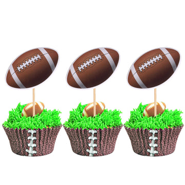 36 Pcs American Football Cupcake Toppers Rugby Ball Cupcake Picks Sports Ball Theme Cake Decorations For Super Bowl Sports Theme