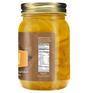Green Jay Gourmet Pickled Squash In A Jar - Fresh Hand Jarred Vegetables For Cooking & Pantry - Home Grown Pre-Prepared Pickled