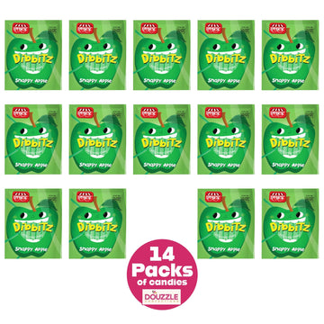 Douzzle Dibbitz Apple, Candy Filled Straw Sticks (14 Count, Pack Of 1) Individually Wrapped Candies, Birthday Party Favors, Good