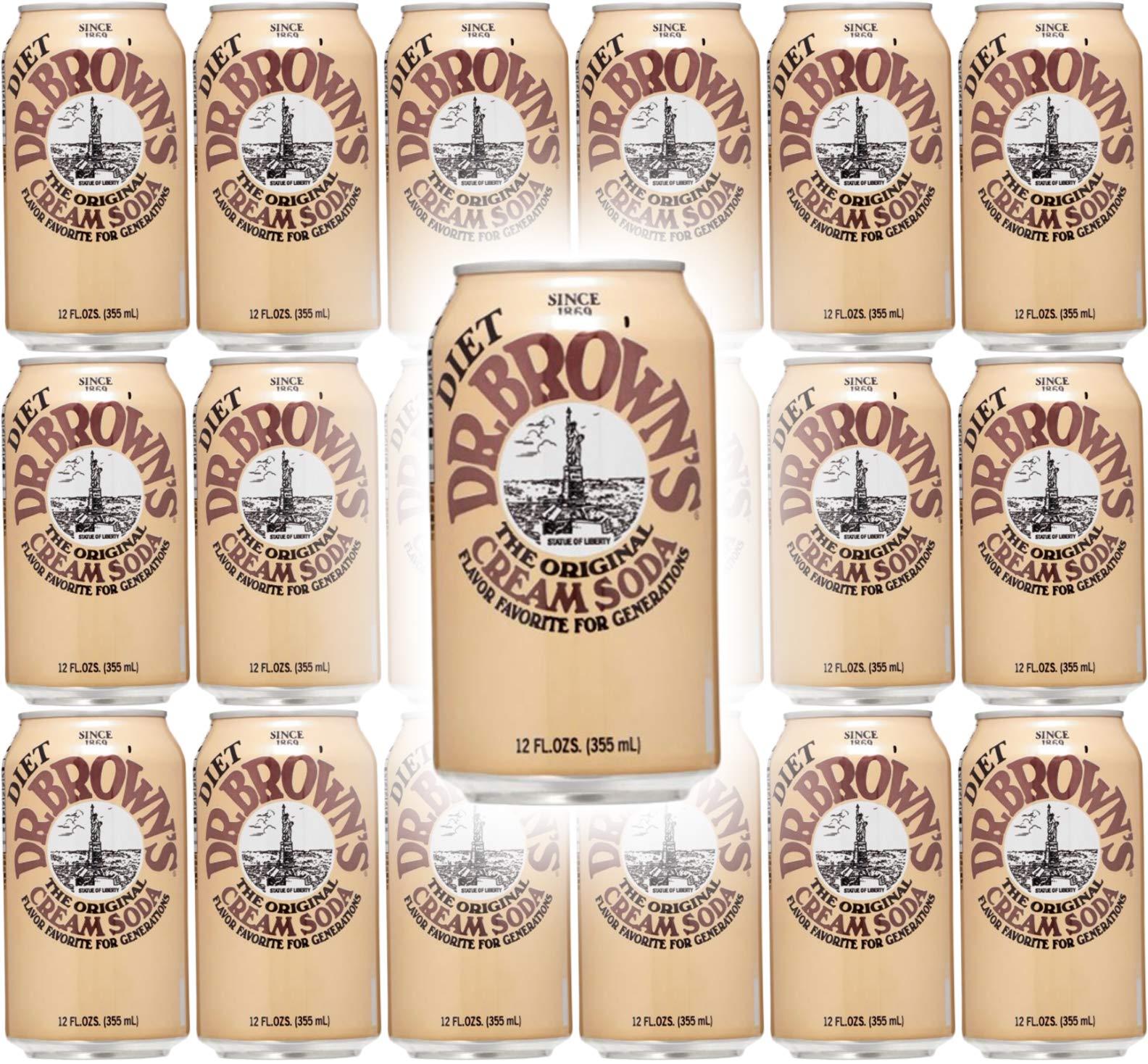 Dr. Brown s Diet Cream Soda, 12oz Can (Pack of 18, Total of 216 Oz)