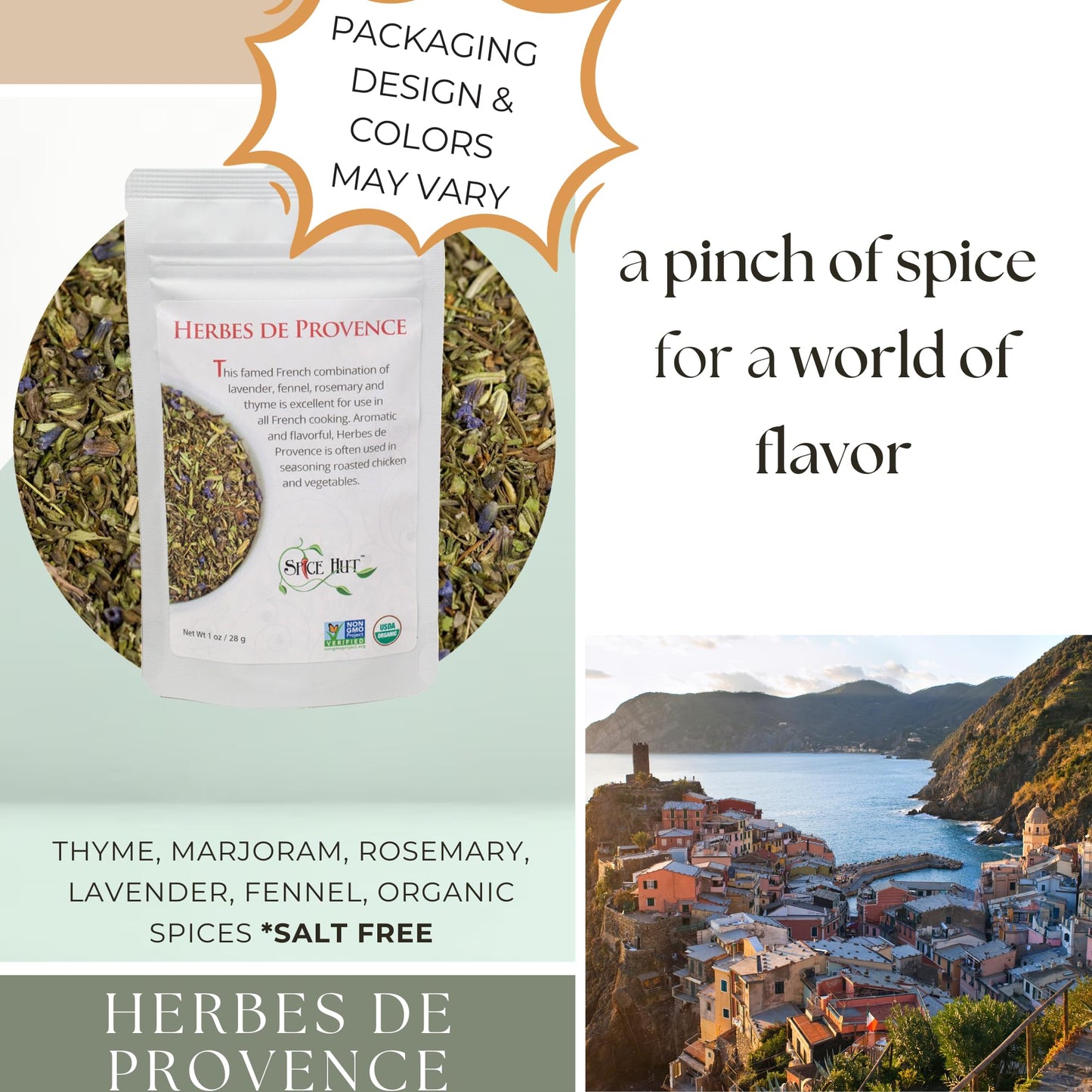 Spice Hut - Organic Herbes De Provence Seasoning Mix With Lavender, Salt Free, Authentic Provencal Blend- French Herbs De Proven