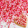 Valentine Nonpareils,Edible Pearl Sprinkles,Pink White and Red Nonpareils Mix,Cute Pearls Cake Candy,Mini Sugar Sprinkles for De