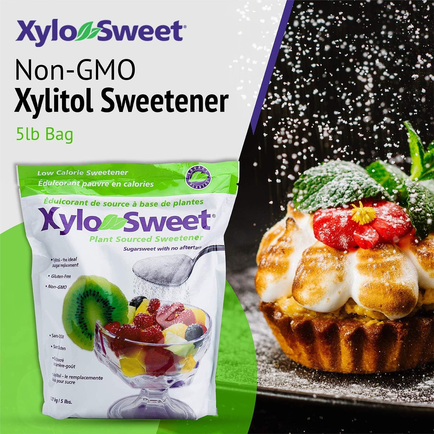 Xlear XyloSweet Plant Sourced Xylitol Sweetener - Pure Natural Sugar Substitute, Granules, Non-GMO, Gluten-Free, 5 Pound Bag (Pa