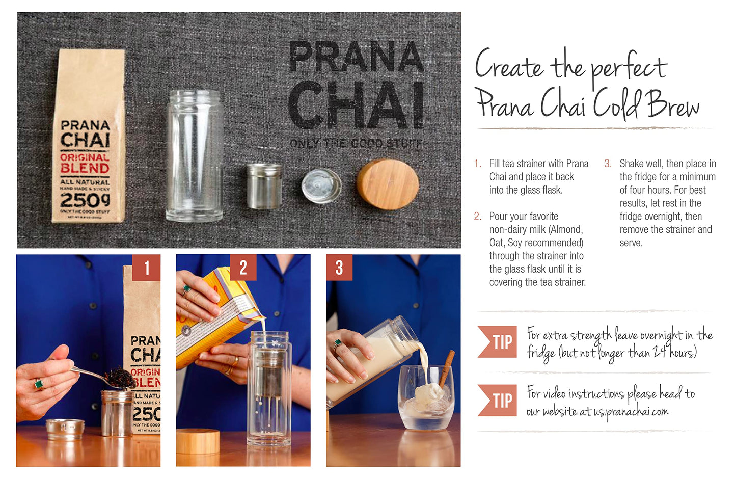 Prana Chai Masala Blend 250 Gram + Fine Mesh Tea Strainer. Brew Chai And Strain At Home With Included 3 Inch Fine Mesh Strainer