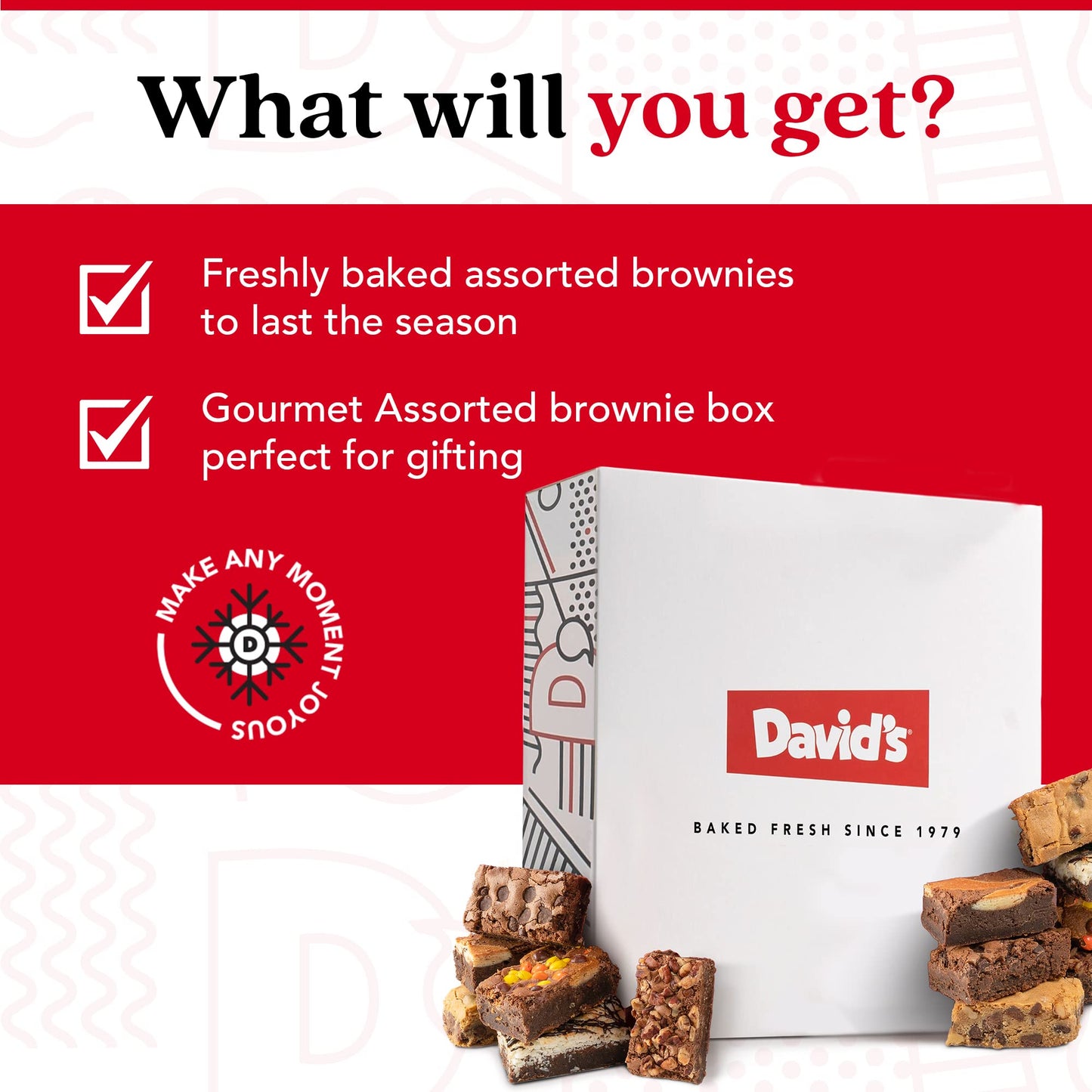 Davids Cookies Assorted Brownies in Carton Box | Enjoy Our Delicious  Great for Sharing Freshly-Baked Assorted Brownie Snacks While Bonding With Friends And Family - Single Pack