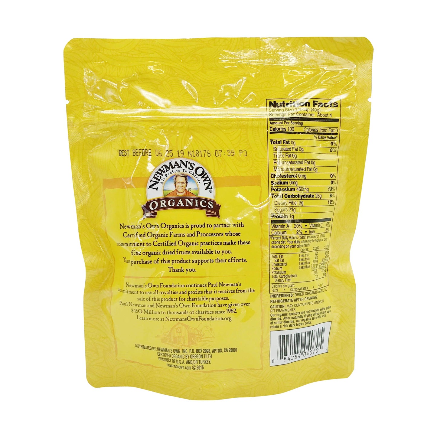 Newmans Own Organics, Dried Apricots Zip Lock Organic, 6 Ounce