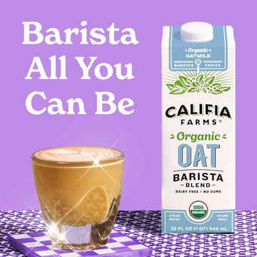 Califia Farms - Organic Oat Barista Blend, 32 oz (Pack of 6), Shelf Stable, Dairy Free, Plant Based, Vegan, Non GMO, Organic Mil