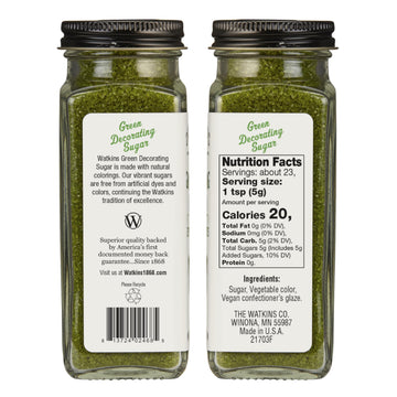 Watkins Green Decorating Sugar, Non-GMO, Kosher, 4.2 Ounce, 2-Pack