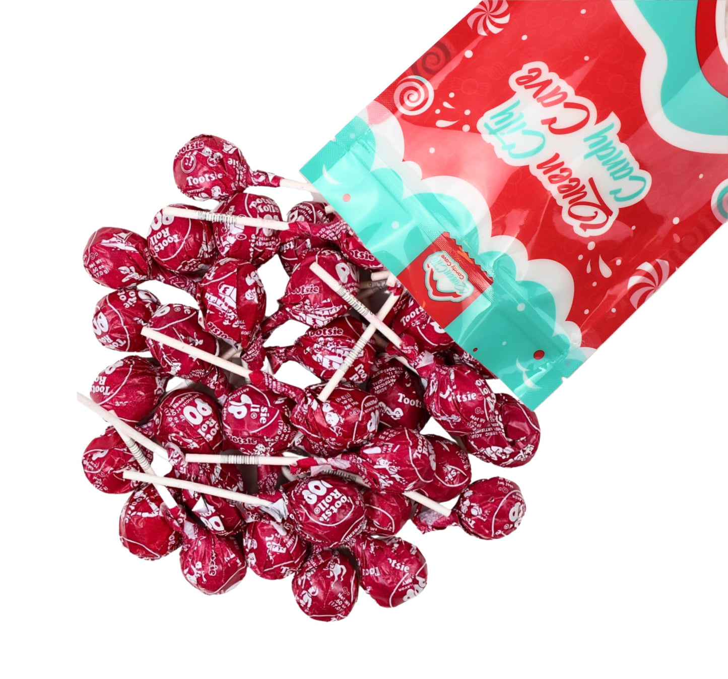 Red Raspberry Red Lollipops, Red Tootsy Pops, by Queen City Candy Cave,(1 Pound)
