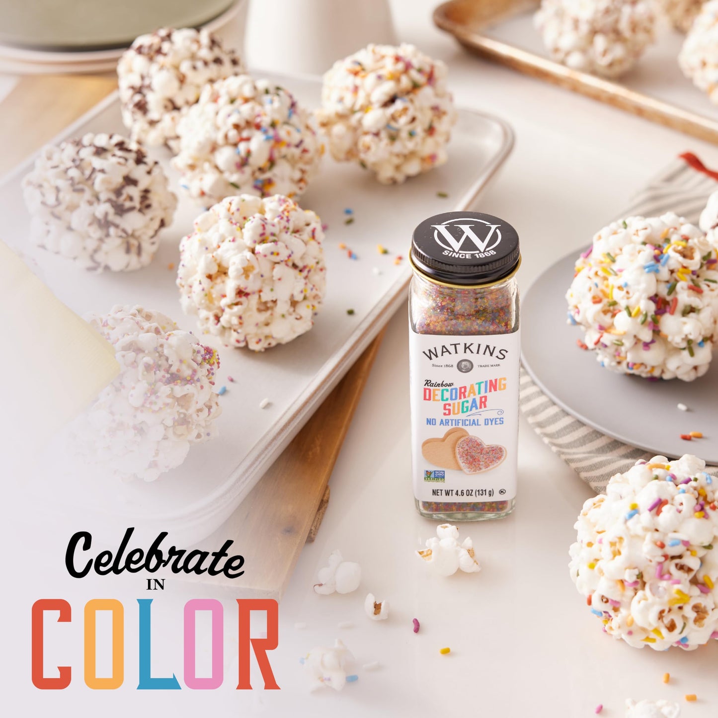 Watkins Rainbow Decorating Sugar, Non-Gmo, Kosher, 4.6 Ounce, 1-Pack