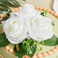 Taiyin Flower Cake Topper Set, 9 Pcs Eucalyptus Floral Decorations for Weddings and Birthdays, White, PVC Material