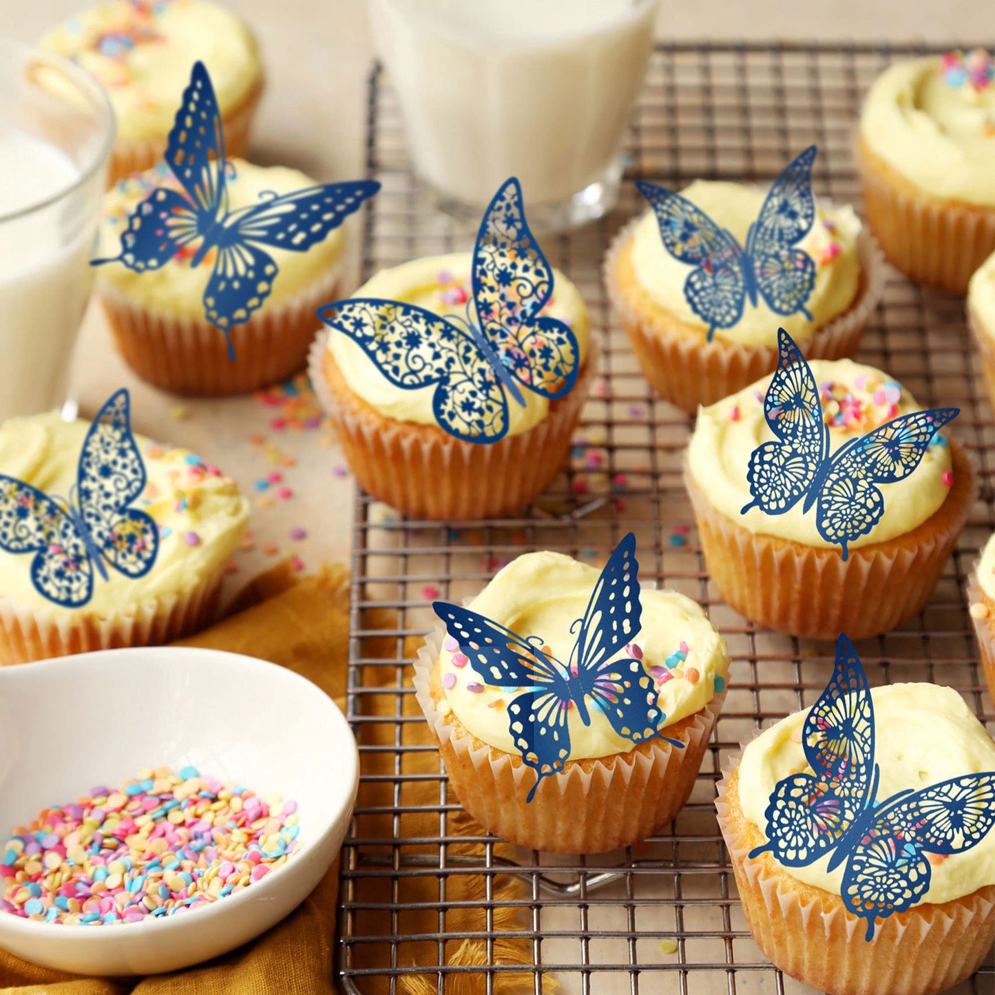 Gyufise 36 Pack Lively 3D Butterfly Cupcake Toppers Hollow Butterfly Cake Decorations For Birthday Wedding Fairy Party Butterfly