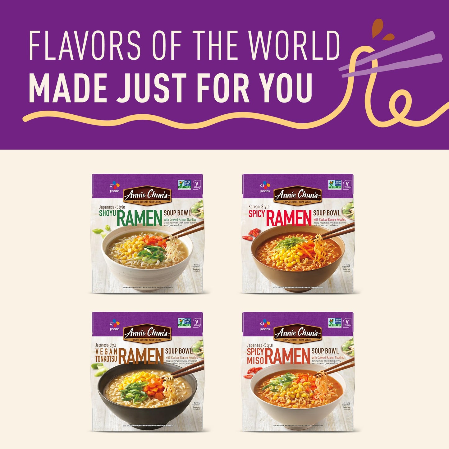 Annie Chun'S - Noodle Soup Bowl, Spicy Miso Ramen Flavor, Instant & Microwavable, Non-Gmo, Hearty & Delicious, 5.4 Oz (Pack Of 6