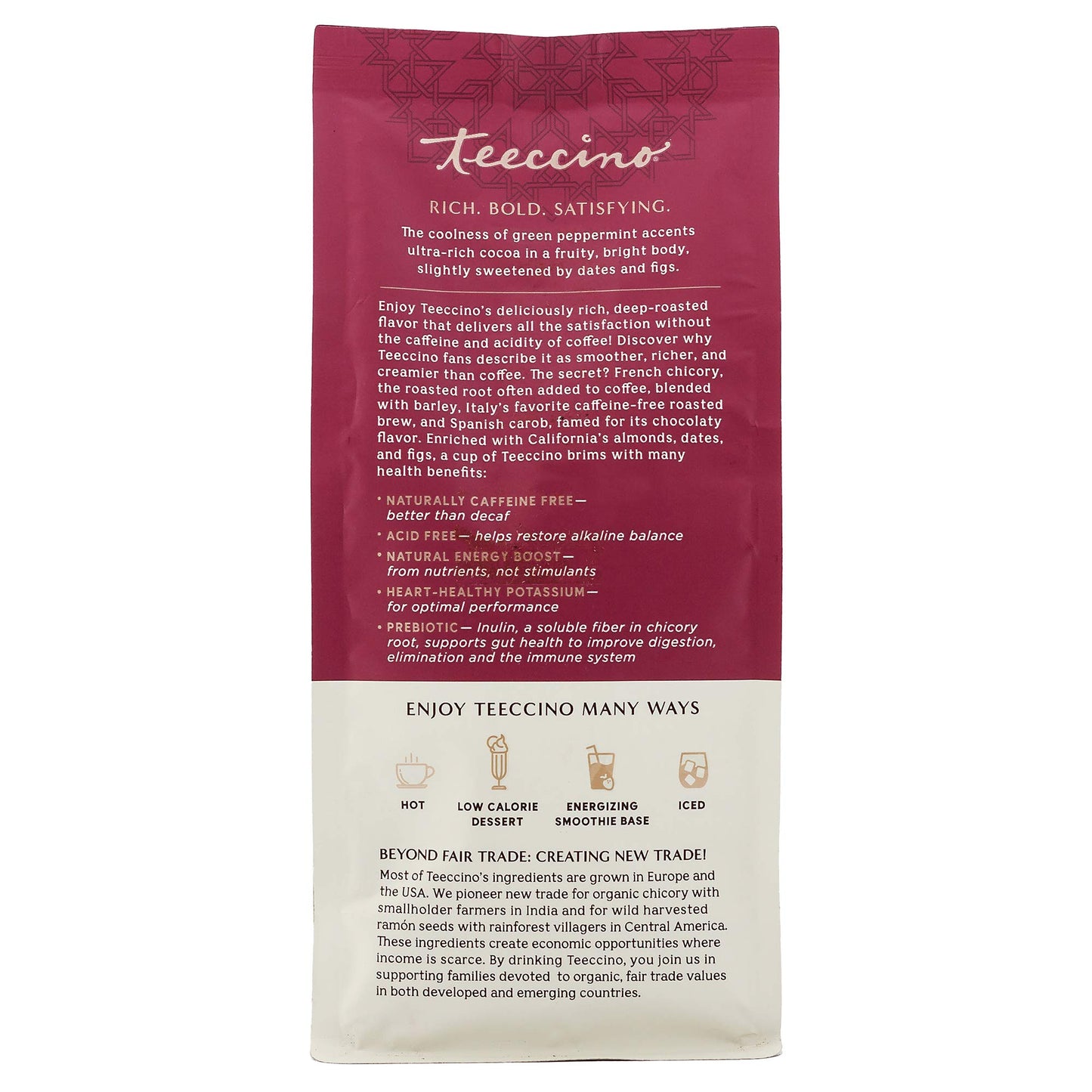 Teeccino Chocolate Mint Herbal Coffee Alternative, Caffeine Free, Light Roast, 11 Ounce (Pack of 3)