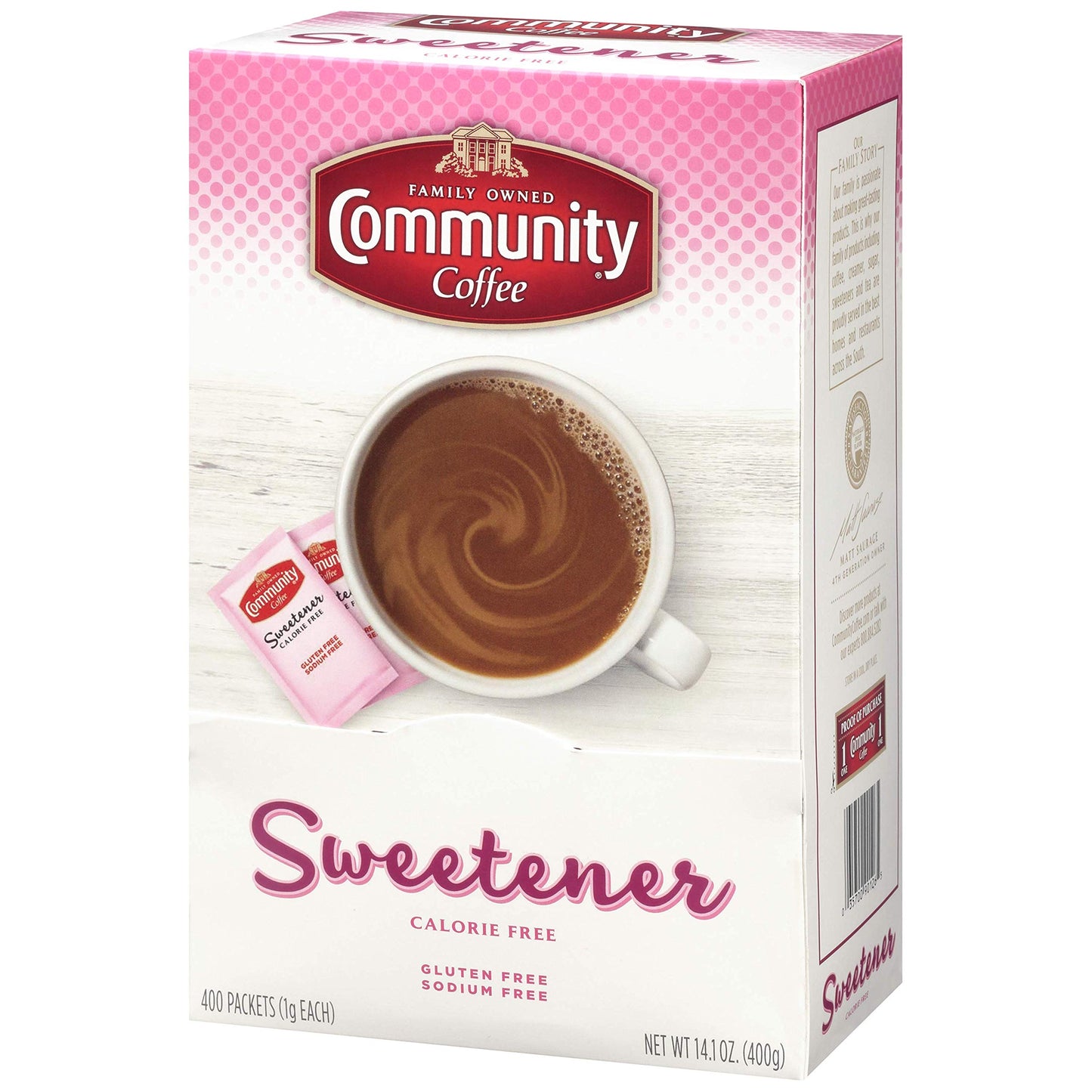 Community Coffee Pink Sweetener Packets  1600 Count  400 Count (Pack of 4)